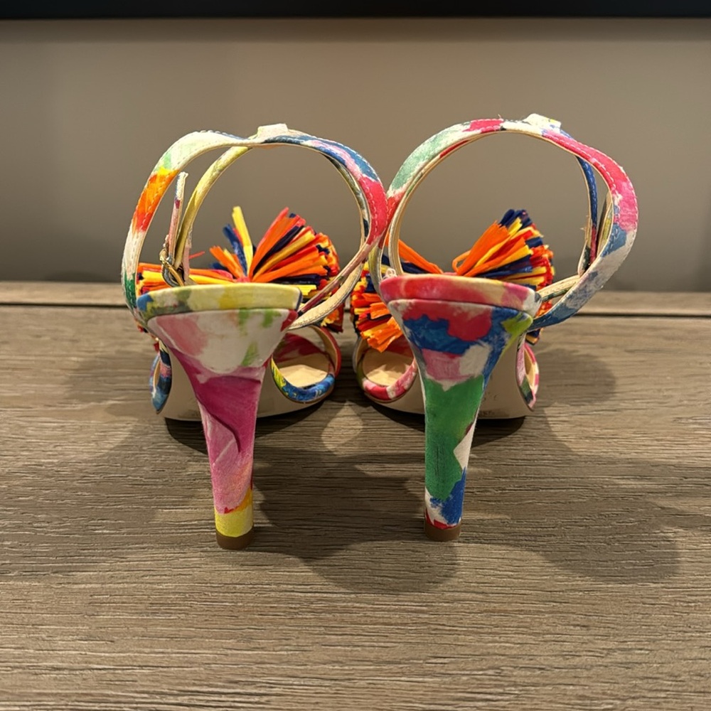 J. Crew Collection multicolor raffia bow ankle strap heels - Picture 5 of 6